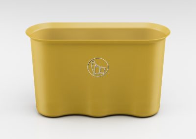 Bac de recyclage jaune pour collecter les déchets recyclables, une poubelle éco-conçue