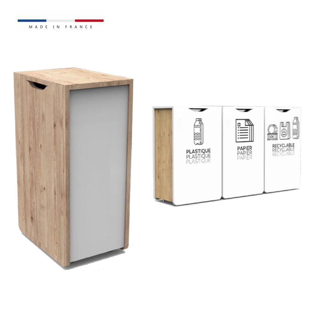 EcoTri, la poubelle de tri sélectif design, pratique et écologique, avec pieds réglables.