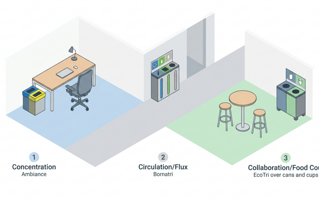 Zoning de bureau : comment le tri sélectif structure vos nouveaux espaces de travail
