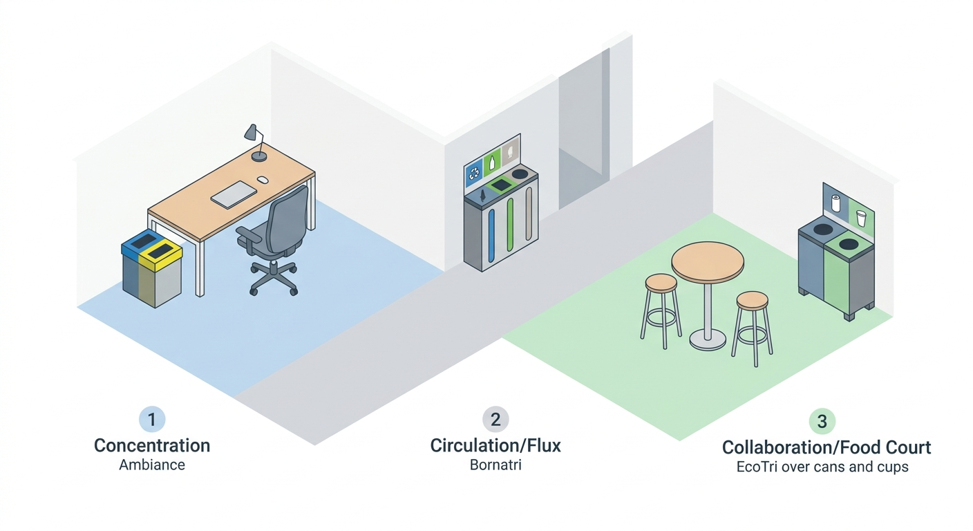 Zoning de bureau, le tri sélectif essentiel pour séparer les zones
