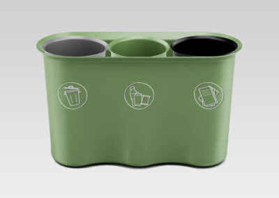 Poubelle tri trois bacs verte, poubelle design et colorée